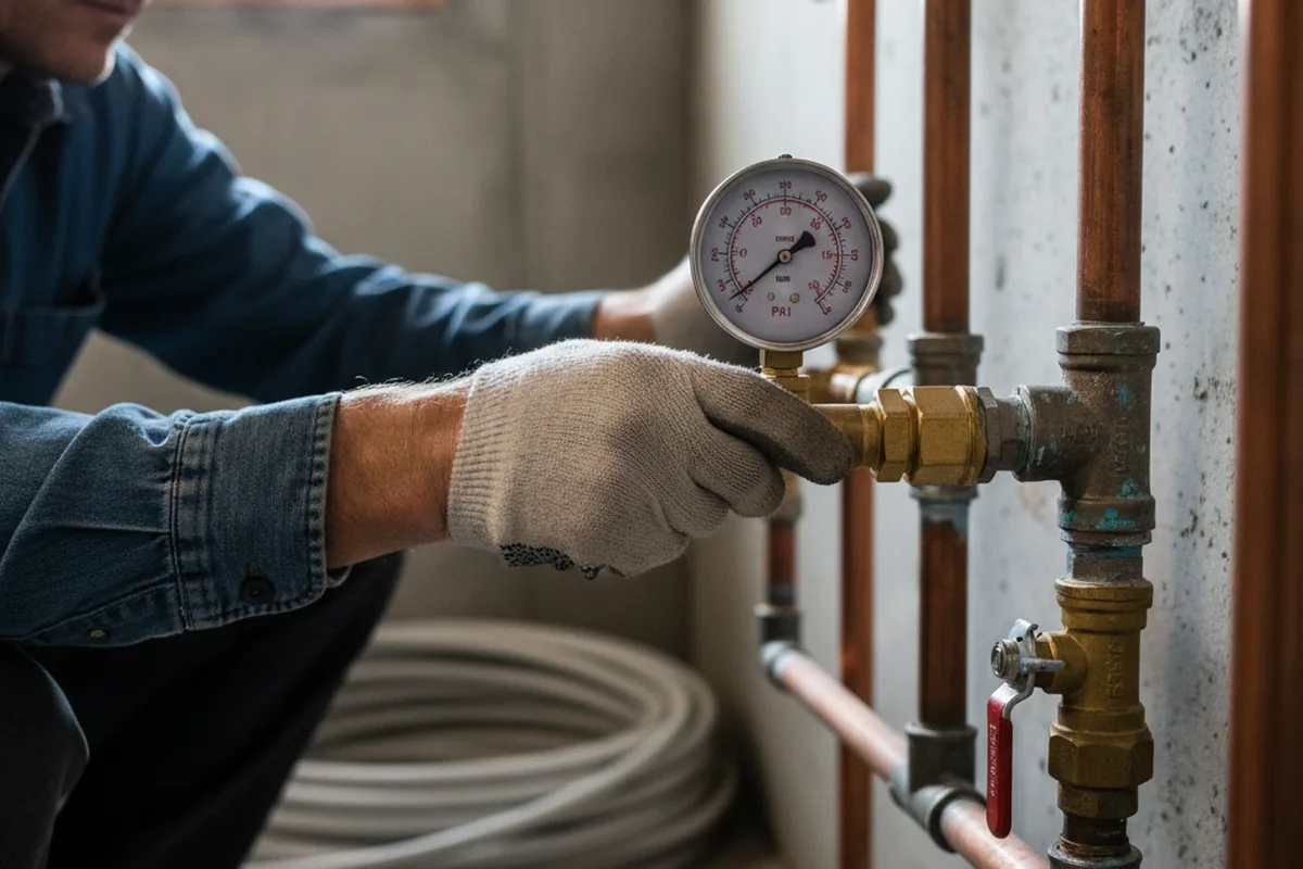 Pressure testing a repaired line during Water Line Repair in Florahome